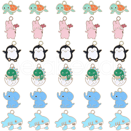 SUNNYCLUE 30Pcs 6 Styles Alloy Enamel Pendants FIND-SC0010-09-1