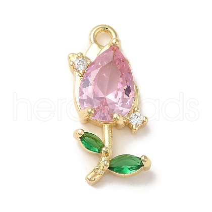 Brass Pave Clear Cubic Zirconia Pendants KK-G499-12G-1