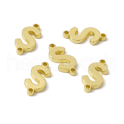 Rack Plating Brass Letter Connector Charms KK-C007-38G-S-1