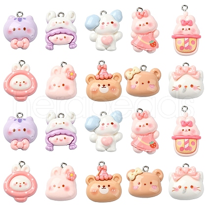 10Pcs 10 Styles Opaque Resin Pendants CRES-YW0002-27-1