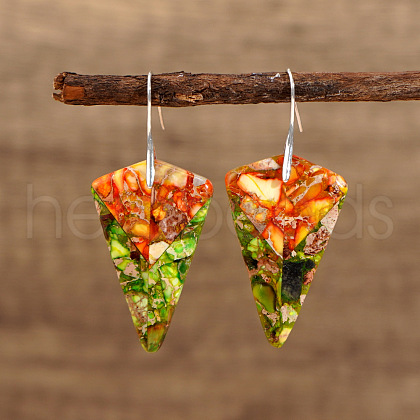 Natural Imperial Jasper Triangle Dangle Earrings MN2807-1