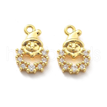 Brass Micro Pave Cubic Zirconia Pendants KK-U049-04G-06-1