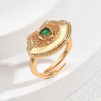 Brass Pave Cubic Zirconia Adjustable Finger Rings for Women GF5911-3-1