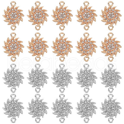 SUNNYCLUE 40Pcs 2 Styles Alloy Crystal Rhinestone Connector Charms FIND-SC0025-27-1