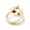 Round Ball Brass Open Cuff Rings for Women RJEW-D017-01G-3
