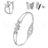 304 Stainless Steel Butterfly Stud Earrings & Finger Ring & Bangle SJEW-TZ0001-01-2