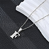 201 Stainless Steel Crystal Rhinestone Initial Pendant Necklaces FS-WG28760-06-1