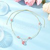 Cherry Quartz Glass Faceted Teardrop Pendant Nylon Cord Braided Adjustable Necklaces for Women NJEW-JN05320-1