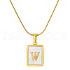 Stainless Steel Snake Bone Chain Alphabet Necklace with Shell Pendant WD3660-23-1