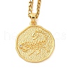 Brass Clear Cubic Zirconia Curb Chain Constellation Pendant Medal Necklaces for Women NJEW-U010-01G-05-1