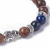 Dyed Wood Round Beads Stretch Bracelets BJEW-JB04839-06-2