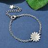304 Stainless Steel Daisy Link Bracelets BJEW-F500-01P-1