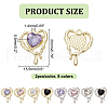 DELORIGIN 16Pcs 8 Colors Glass Melting Heart Pendant PALLOY-DR0001-02-2