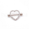 304 Stainless Steel Clear Cubic Zirconia Heart Nipple Rings WG994A5-23-1