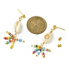 Natural Shell & Glass Seeds Dangle Stud Earrings EJEW-JE05408-2