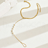 Stainless Steel & Round Plastic Imitation Pearl Toe Ring Anklets for Beach NV4533-1