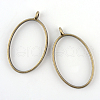 Rack Plating Alloy Oval Open Back Bezel Pendants X-PALLOY-S047-26F-FF-1