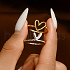 Irregular Double Heart 925 Sterling Silver Stackable Finger Rings for Women DW2837-3-3