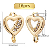 BENECREAT 16Pcs Brass Micro Pave Clear Cubic Zirconia Links Connectors ZIRC-BC0001-07-2