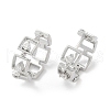Brass Clear Cubic Zirconia Hoop Earrings EJEW-Q016-02P-2