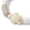 2Pcs 2 Style Synthetic Turquoise Sea Turtle & Seed Beaded Stretch Bracelets Set BJEW-JB09836-3