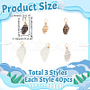120Pcs 3 Styles Shell Pendants PALLOY-HY00003-2