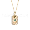 Brass Micro Pave Cubic Zirconia Rectangle with Constellation Pendant Necklaces PW-WG95654-12-1