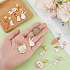 12Pcs 6 Styles Rabbit Alloy Enamel Stethoscope Pendant Decorations HJEW-OC00053-3