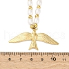 304 Stainless Steel & Plastic Imitation Pearl Bird Pendant Necklaces for Women NJEW-P330-02G-5