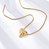 304 Stainless Steel Textured Heart Pendant Snake Chain Necklaces NJEW-U026-11G-2