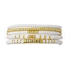 5Pcs 5 Style Polymer Clay Disc & Synthetic Hematite & Seed Beaded Stretch Bracelets Set BJEW-JB09685-01-1