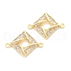 Brass Clear Cubic Zirconia Connector Charms KK-B134-28G-1