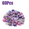 60Pcs 15 Styles Epoxy Resin & Polymer Clay Rhinestone European Beads RPDL-YW0001-15-1