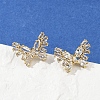 Butterfly Brass Micro Pave Cubic Zirconia Stud Earrings EJEW-M082-17G-01-2