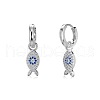 Fish 925 Sterling Silver Micro Pave Cubic Zirconia Leverback Earrings for Woman EJEW-Q384-03P-1