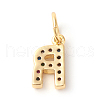 Brass Micro Pave Colorful Cubic Zirconia Charms ZIRC-F092-01-R-2