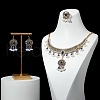Flat Round Alloy & Rhinestone & Plastic Pearl Pendant Necklace & Dangle Earring & Ring FS-WG6E6AA-01-3