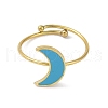 Ion Plating(IP) Moon 304 Stainless Steel Enamel Ring RJEW-A038-03G-2