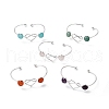 Natural Mixed Gematone Flat Round with Heart Open Cuff Bangle BJEW-JB09339-1