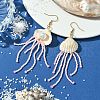 Natural Clam Shell Imitation Pearl Dangle Earrings EJEW-MZ00231-03-2
