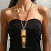 Elegant Brass and Iron Flower Textured Rectangle Pendant Necklaces for Women UL5842-1