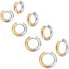 Unicraftale 4 Pairs 4 Size Two Tone 304 Stainless Steel Hinged Hoop Earrings for Women EJEW-UN0002-20-1
