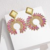304 Stainless Steel Glass Dangle Stud Earrings EJEW-M095-12G-02-1