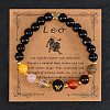 12 Zodiac Sign Natural Black Obsidian Round Beads Stretch Bracelets for Men Women WG228FC-05-1