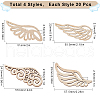 SUNNYCLUE 80Pcs 4 Styles Unfinished Wood Filigree Joiners Links WOOD-SC0001-67-2