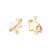 Brass Micro Pave Clear Cubic Zirconia Star Connector Charms KK-B102-27G-2