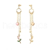 Enamel Heart & Rose Dangle Stud Earrings EJEW-JE05041-03-2