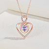 925 Sterling Silver Pave Lilac Cubic Zirconia Number 8 Heart Pendant Necklaces for Women FS-WGC3057-02-1