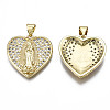 Brass Micro Pave Clear Cubic Zirconia Pendants KK-Q769-028-NF-2