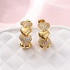 Brass Micro Pave Clear Cubic Zirconia Stud Earrings EJEW-D322-07G-01-1